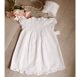 RARE Shorter Length White Heirloom Baby Gown Vintage Feltman Brothers 0/3 Months